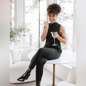 SMASH + TESS Jaquie Black Mock Neck Jumpsuit w/ Keyhole Back